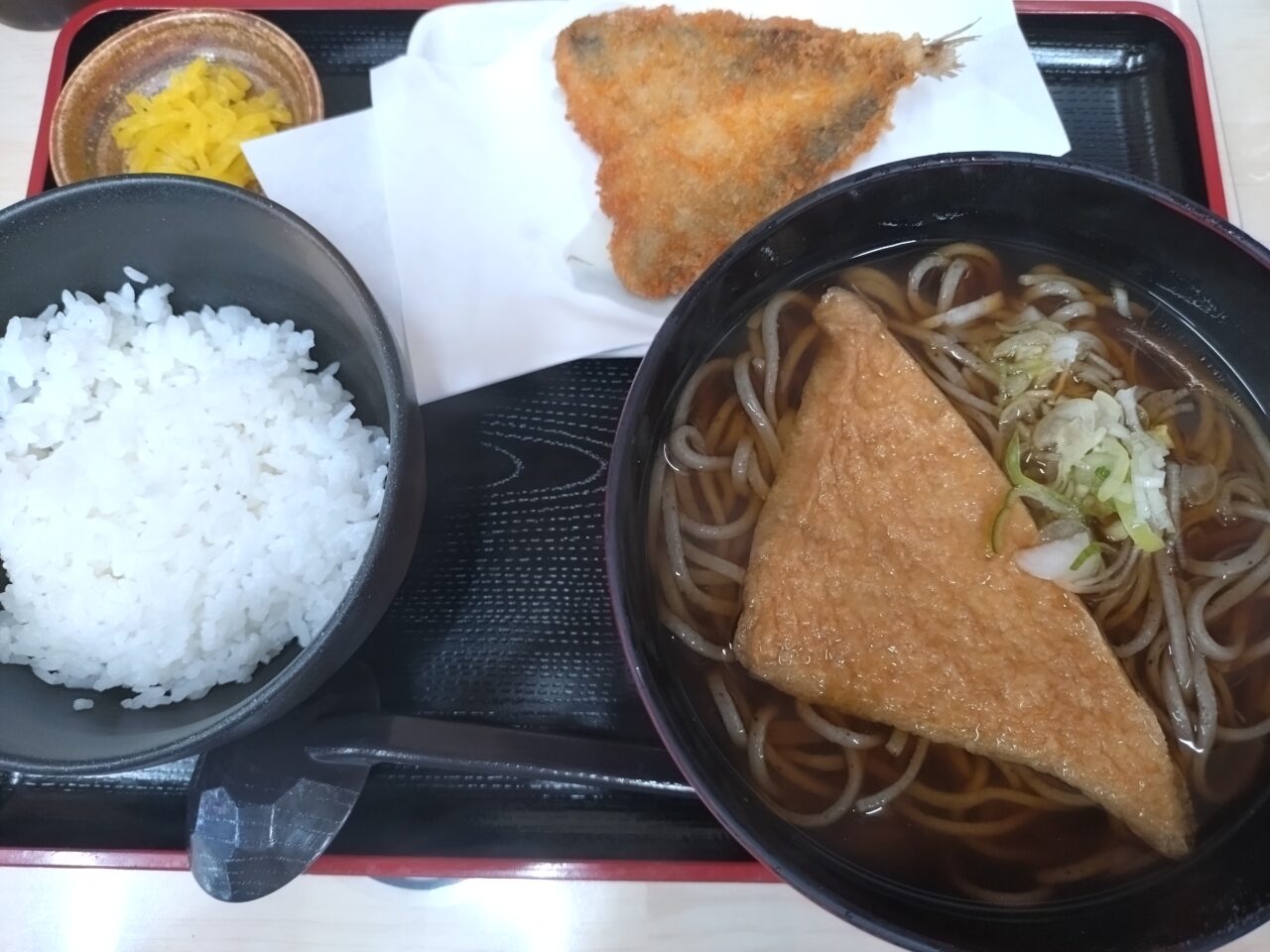 大福庵　蕎麦とご飯の御膳（アジフライ）